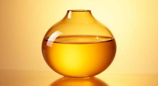 Elegant custom-blown glass diffuser for essential oils, transparent with a subtle amber tint.